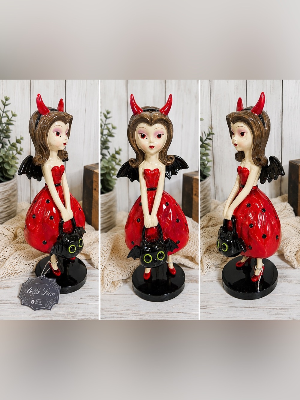 Viral Bella Lux Devil Girl Figurine with Bat Bucket
